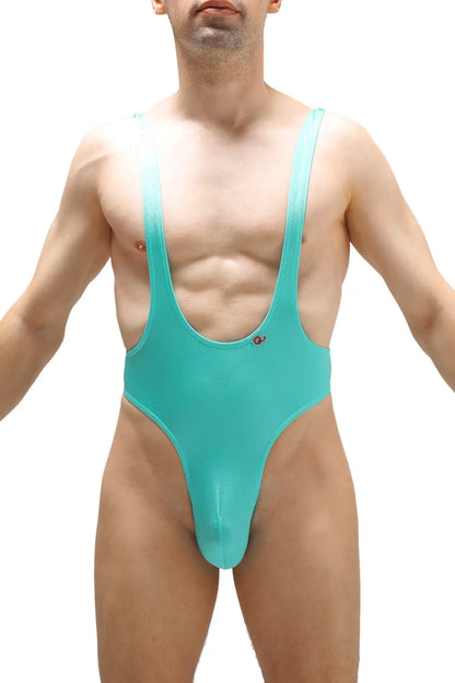 Teal bodysuit thong gonzac joe green one-piece swimsuit with thin shoulder straps and high-cut leg design