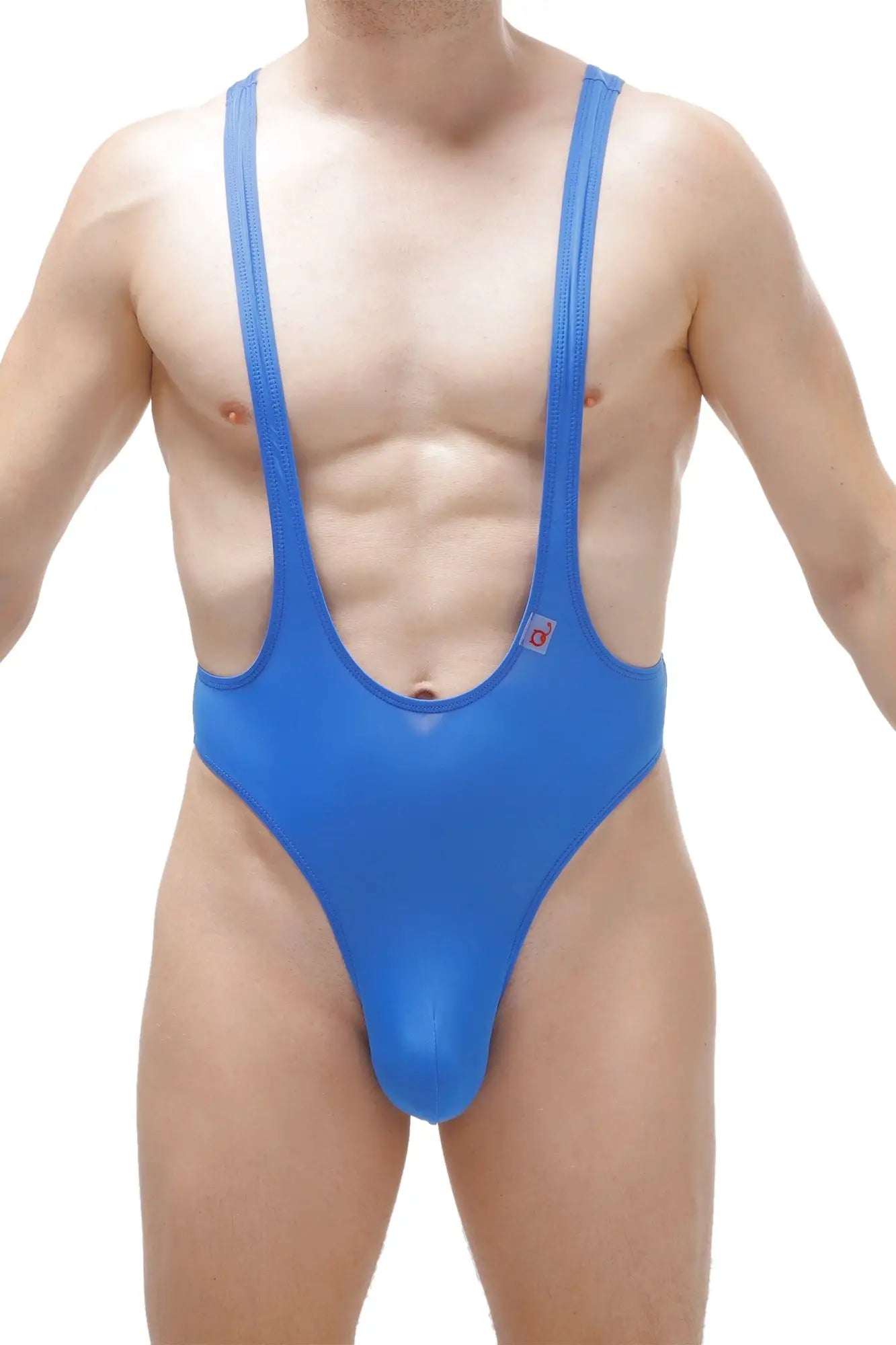 Blue bodysuit thong gonzac plum blue with wide shoulder straps and high-cut leg design in a one-piece swimsuit style