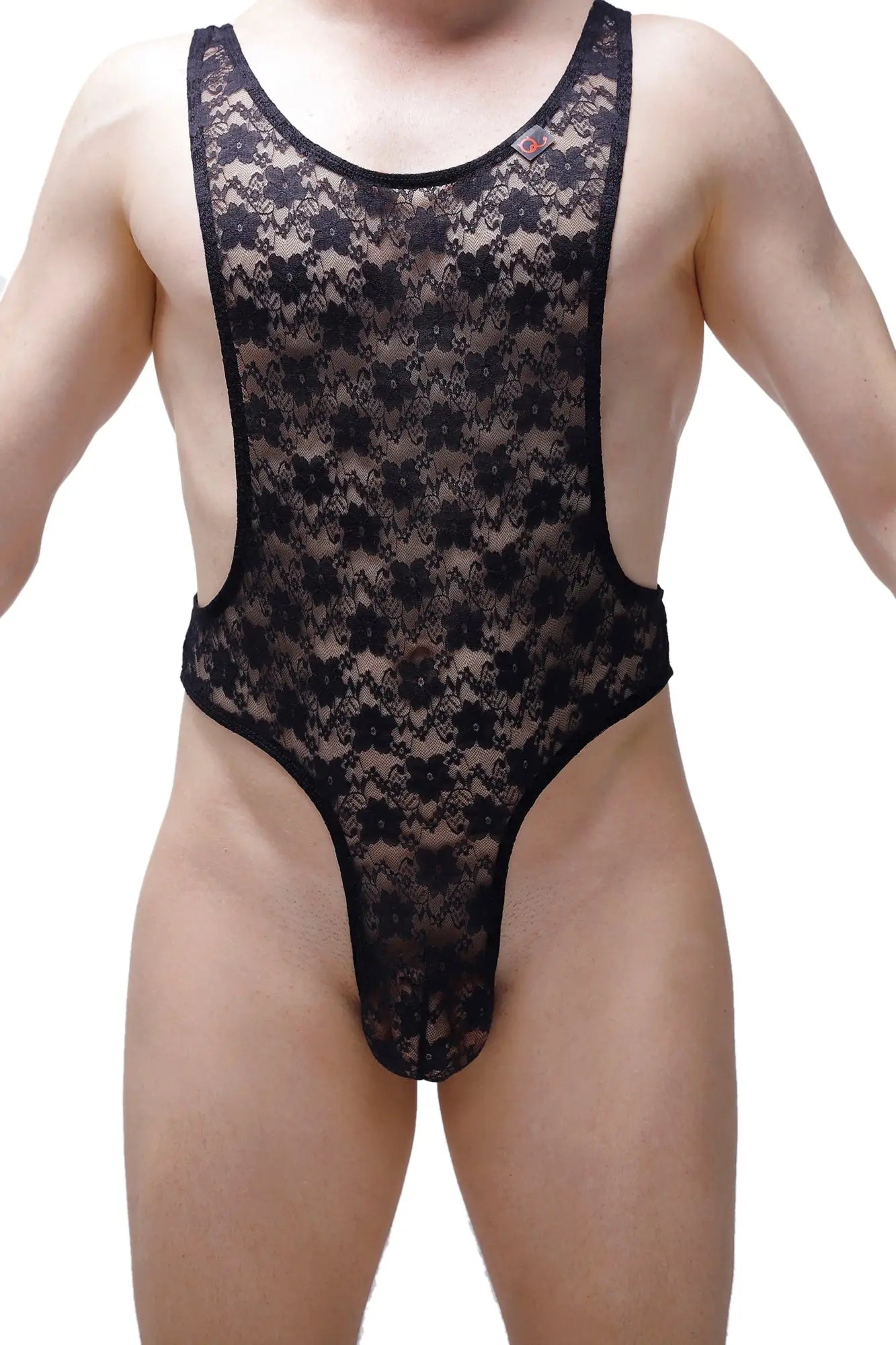 Black lace bodythong aunou lace black with intricate floral patterns and sheer form-fitting design