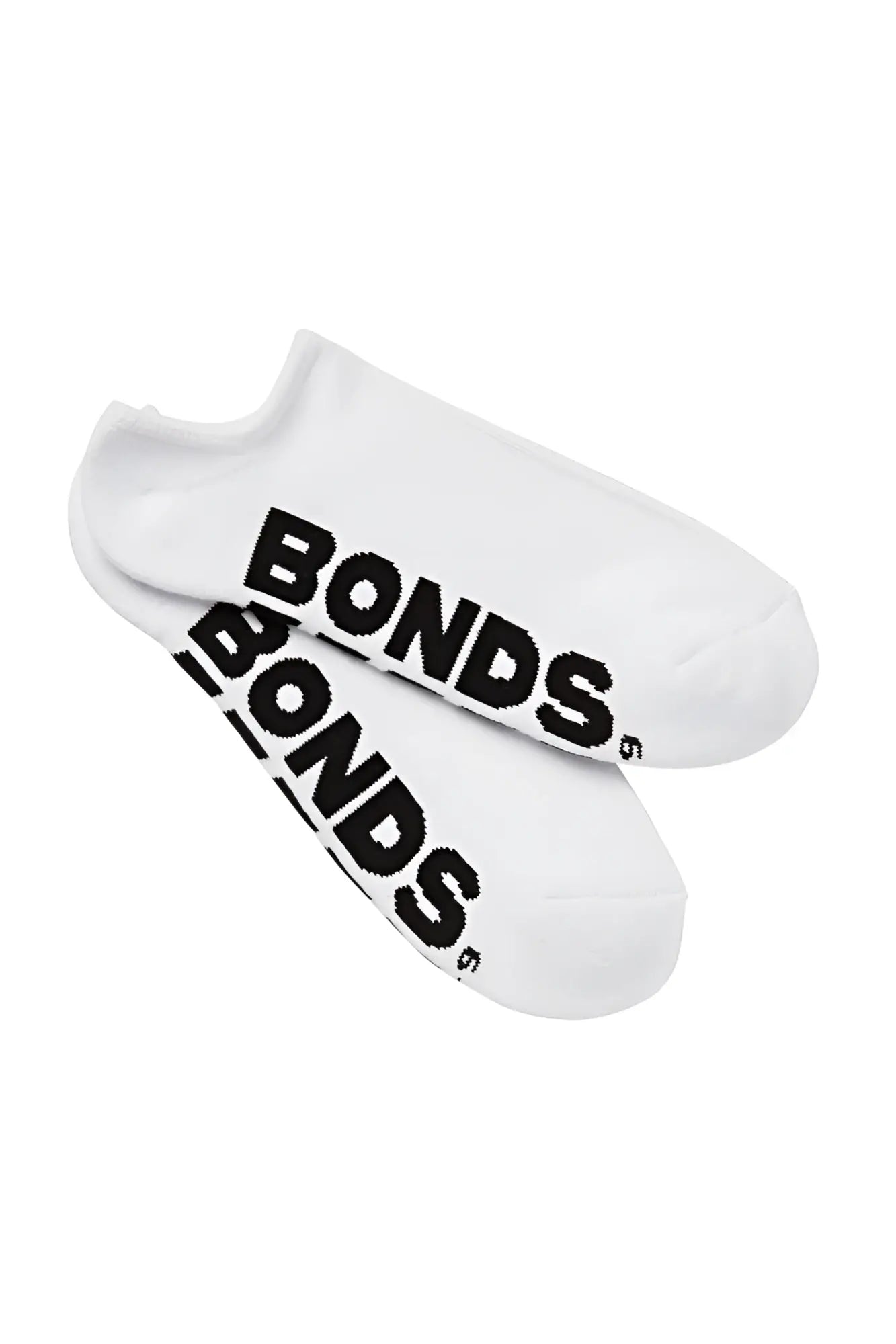 White Bonds no show sport ankle socks with bold black logo branding for men size 6-10 pack of 3