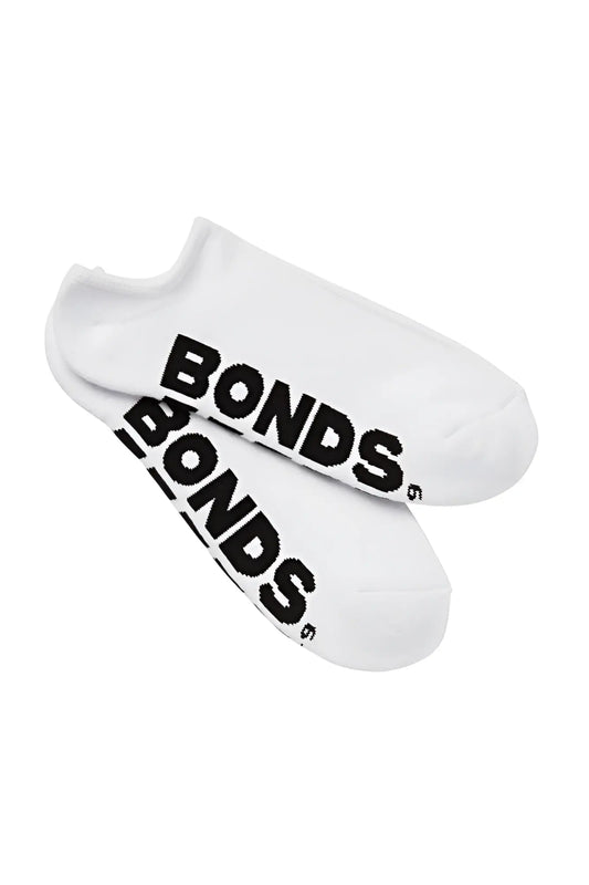 White Bonds no show sport ankle socks with bold black logo branding for men size 6-10 pack of 3