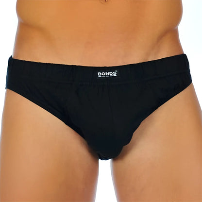 Black bonds action brief size 2xl mens briefs with smooth elastic waistband in black color