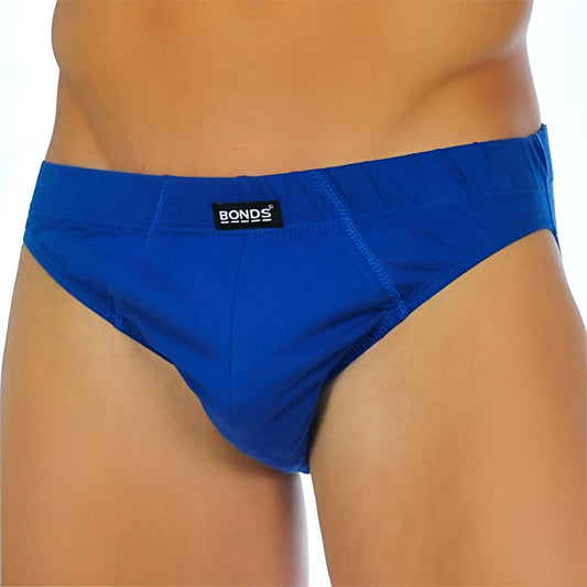 Bonds action brief blue size 2xl men’s briefs with bright blue color, snug fit, and elastic waistband