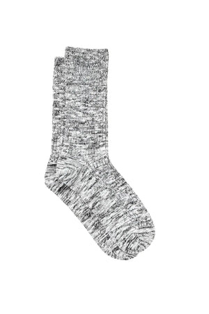 A pair of bonds winter boot crew socks black sypf1n size 11-14 heather gray textured knit with ribbed cuff and toe