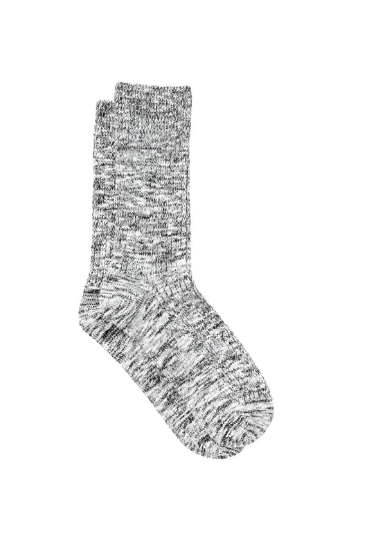 A pair of bonds winter boot crew socks black sypf1n size 11-14 heather gray textured knit with ribbed cuff and toe