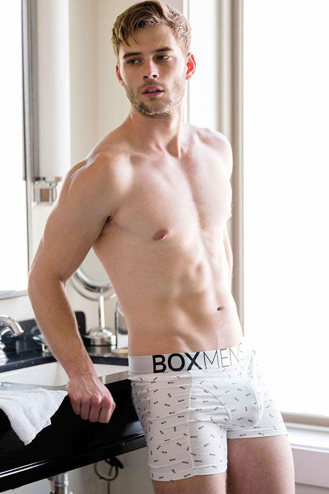 Boxer pour homme avec logo intégral et coupe ajustée Blanc Taille L