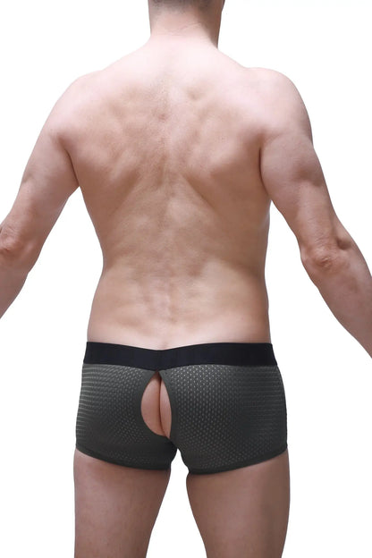 Black mesh boxer anzex bee green briefs with central cutout and elastic waistband