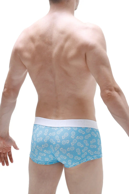 Light blue boxer briefs with white waistband and small white pineapple pattern from Boxer Brief Ananas collection