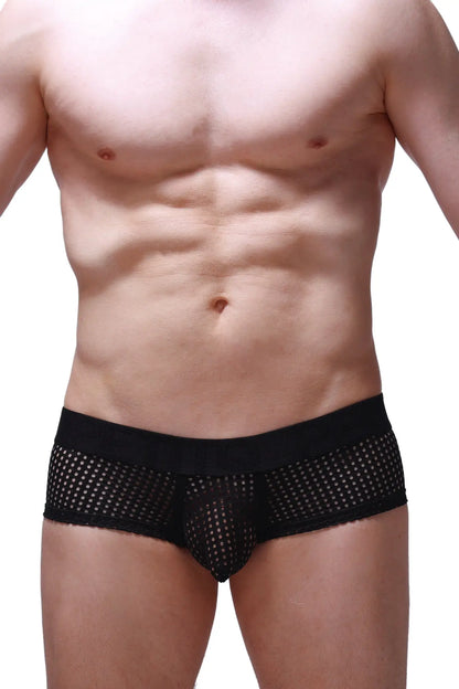 Black mesh boxer brief chill durtol black with solid black waistband for breathable comfort