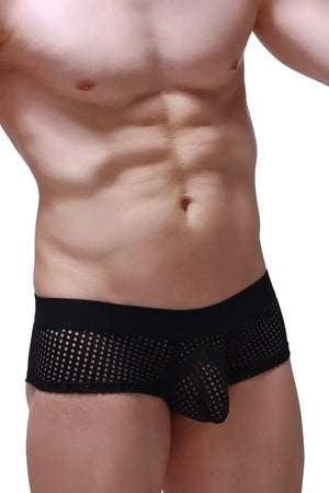 Black mesh boxer brief chill durtol black with solid waistband and matching pouch for comfortable wear