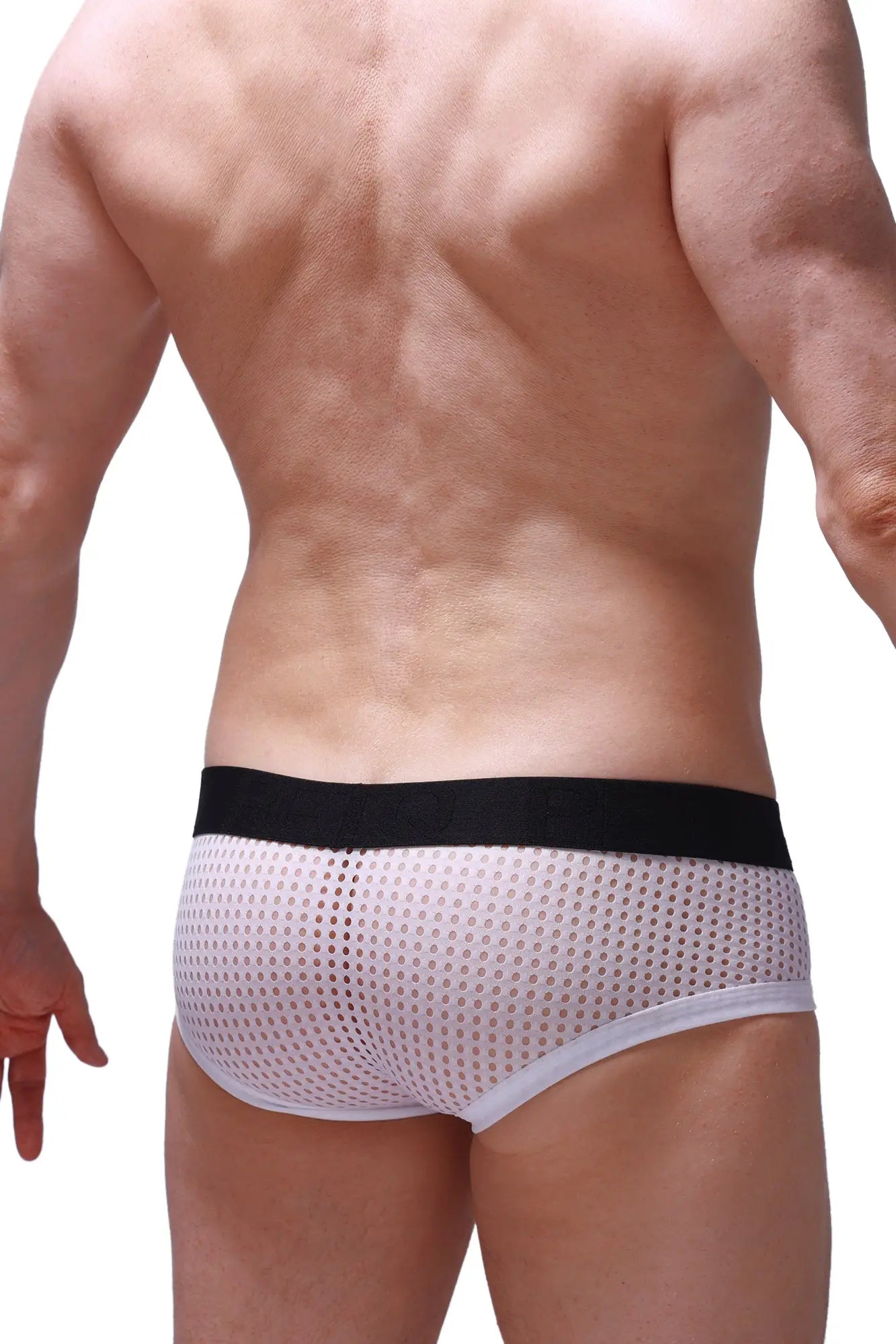 White mesh boxer brief chill durtol with black waistband designed for comfort and breathability