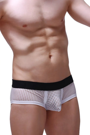 White mesh boxer brief chill durtol white with black waistband and white trim for breathable comfort