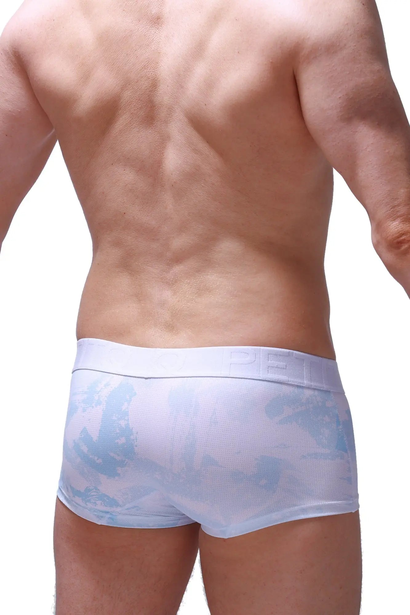 Light blue and white patterned boxer briefs dome marbre sky blue with textured breathable fabric for men