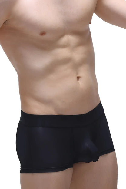 Black boxer brief dome voile black with smooth glossy fabric and contoured design for comfortable fit