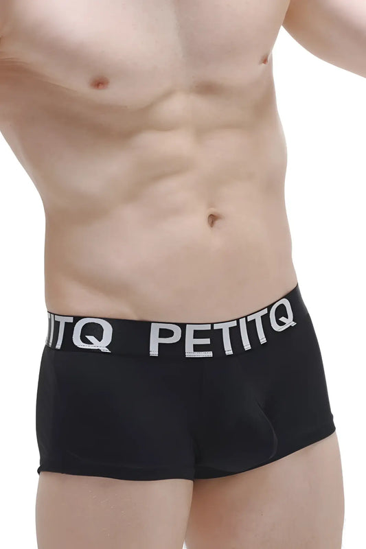 Black petitq boxer brief reotier plum black with a white elastic waistband featuring bold brand lettering