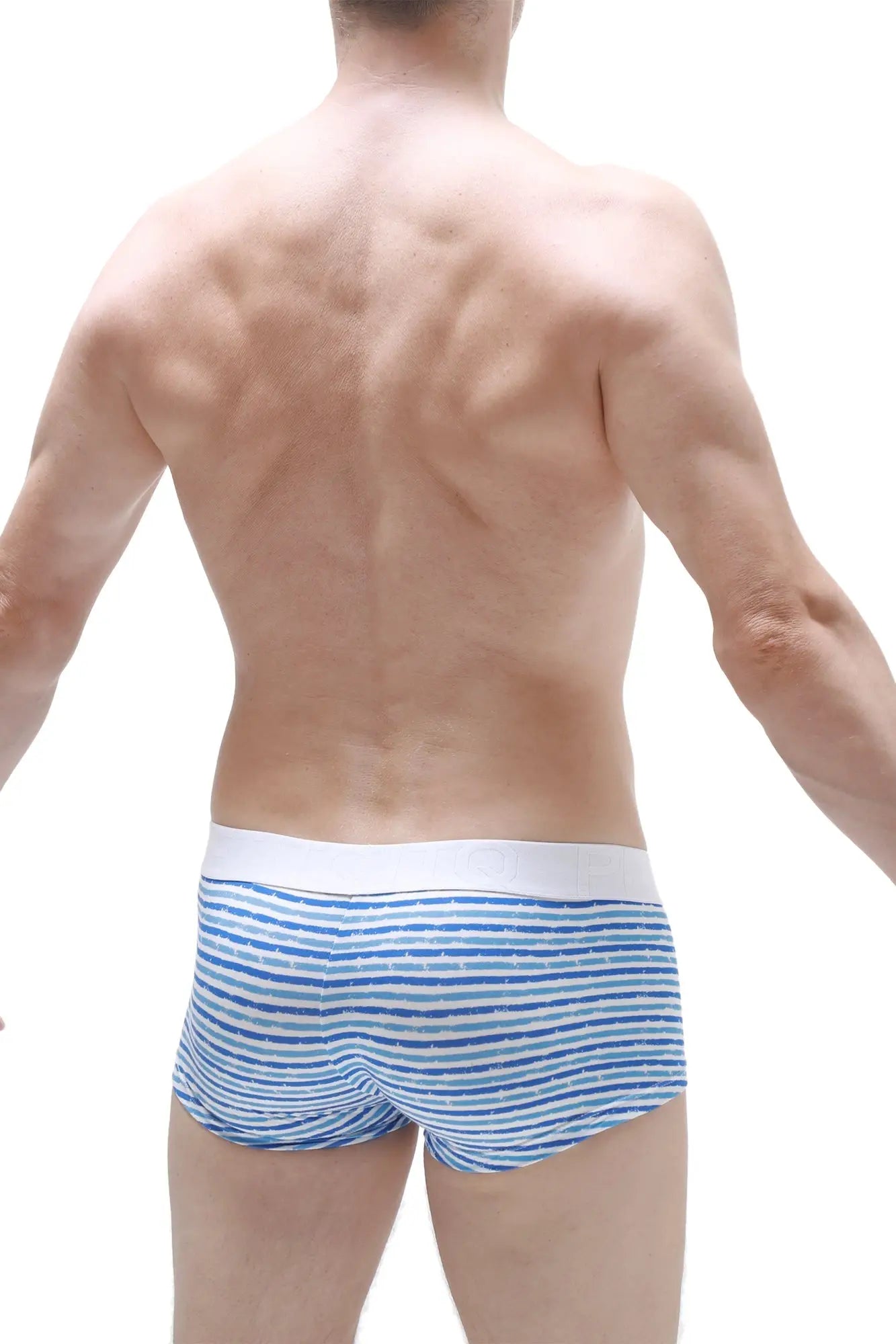 Boxer brief taik malo men’s blue and white striped boxer briefs with solid white waistband for comfortable wear