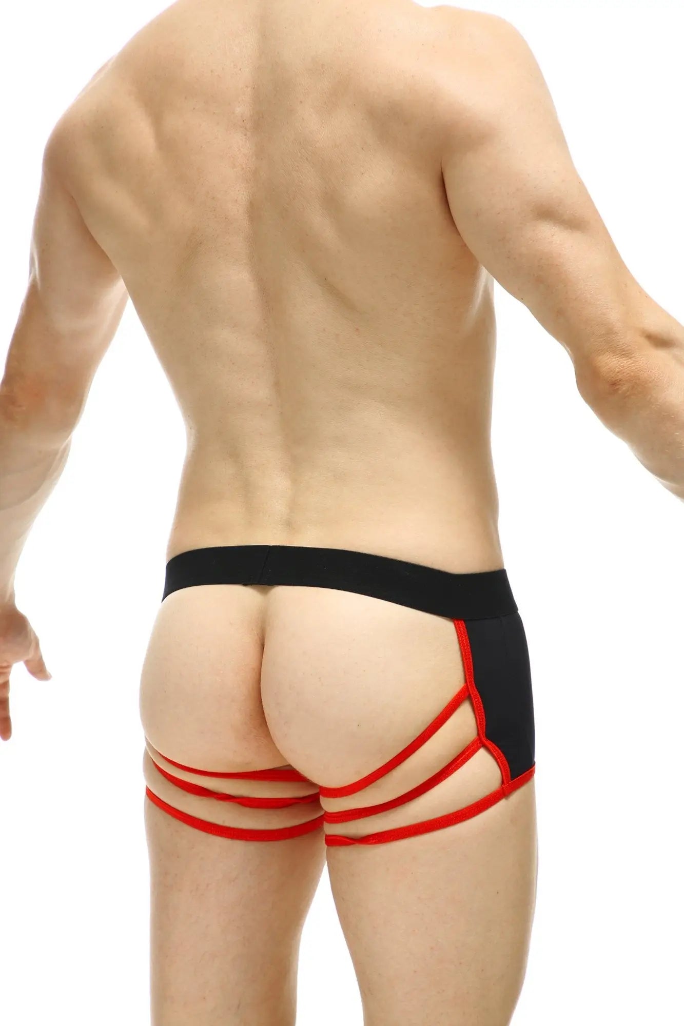 Boxer Cercier black strappy briefs in black and red with a sleek modern design and comfortable fit