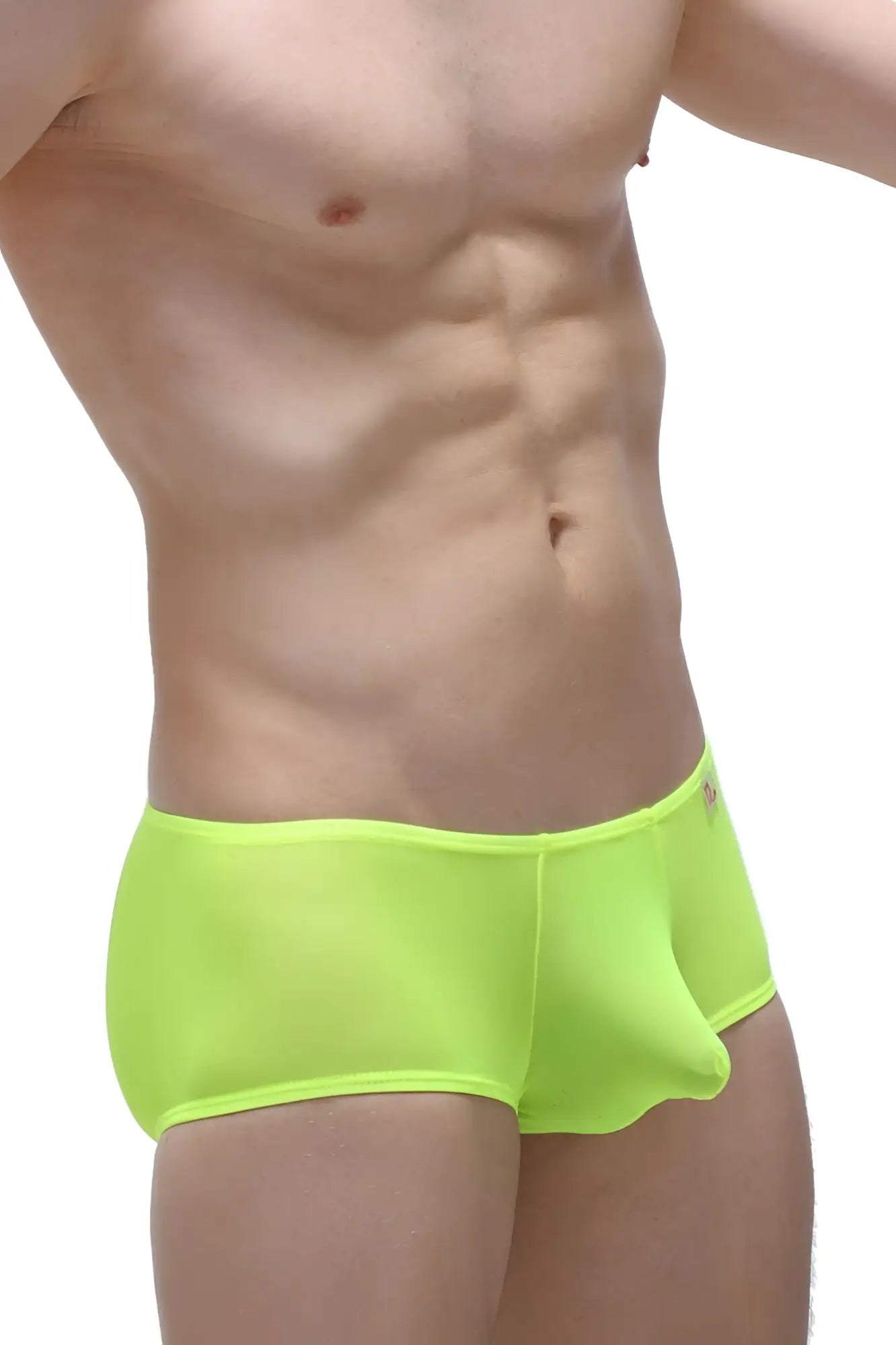 Neon green sheer boxer briefs with net fabric designed for comfort and style in boxer chill net neon yellow line