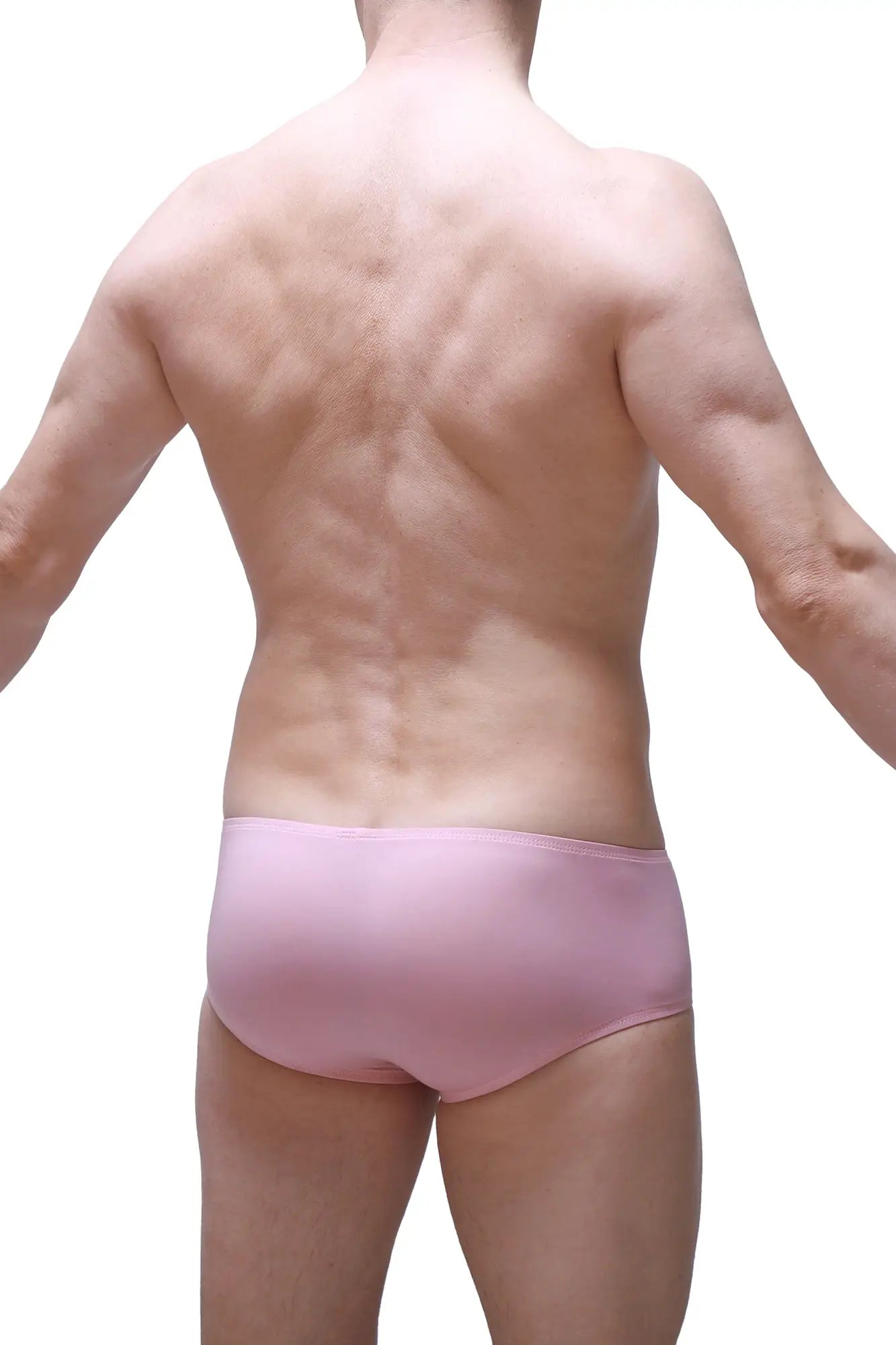 A pair of soft pink boxer chill skine tea rose briefs with a smooth form-fitting design