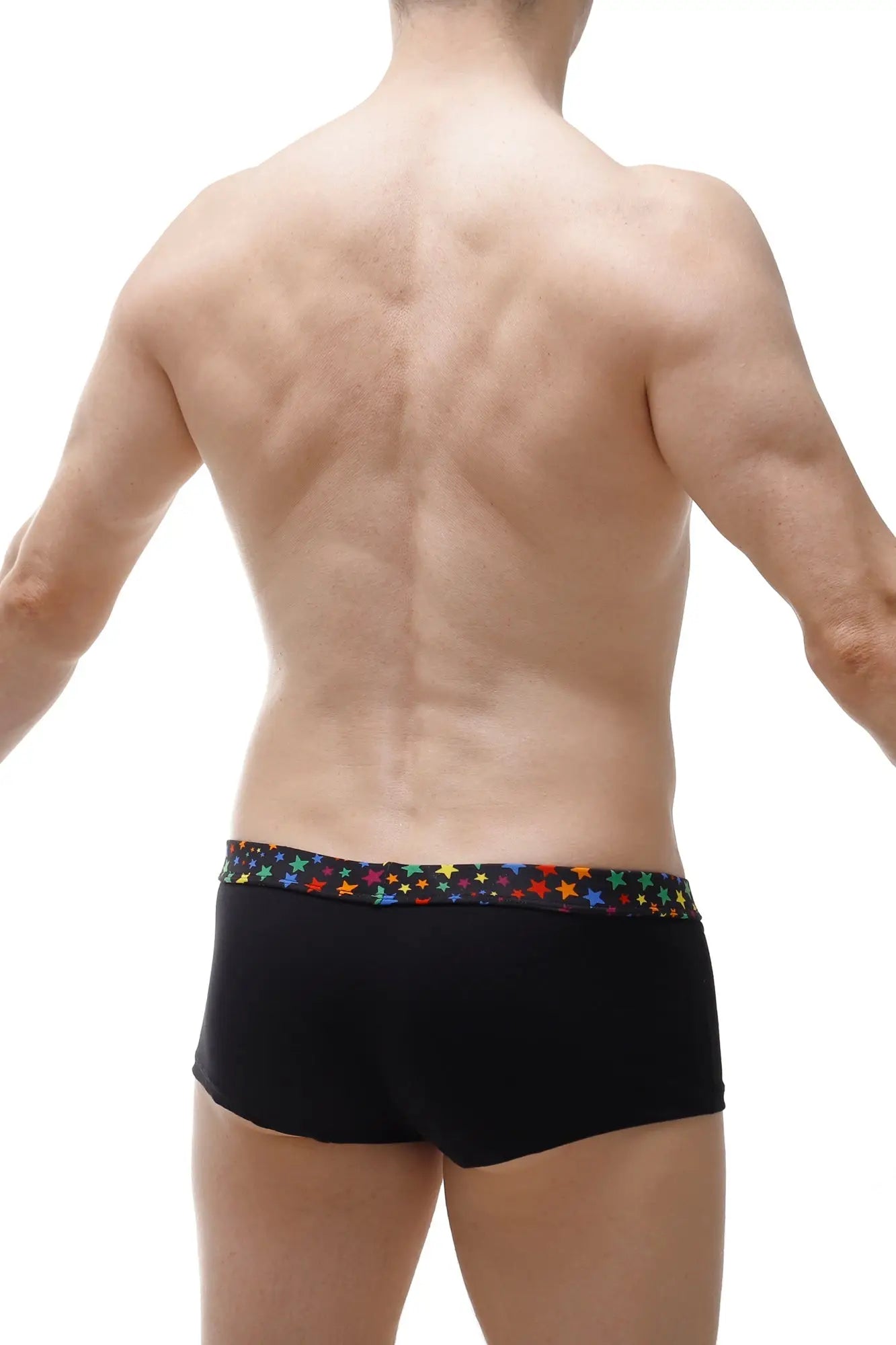 Black briefs boxer coudoux stars with colorful star-patterned waistband for comfortable everyday wear