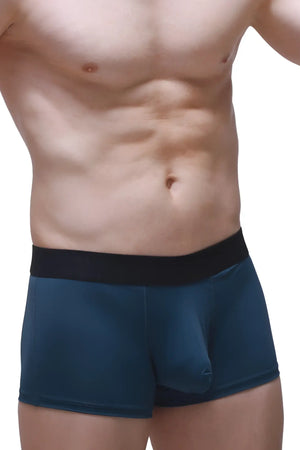 Dark teal boxer briefs with black elastic waistband in prussian blue color for comfortable everyday wear