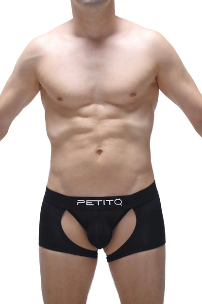 Black petitq men’s briefs boxer moras black with central pouch and cutout sides for comfortable wear