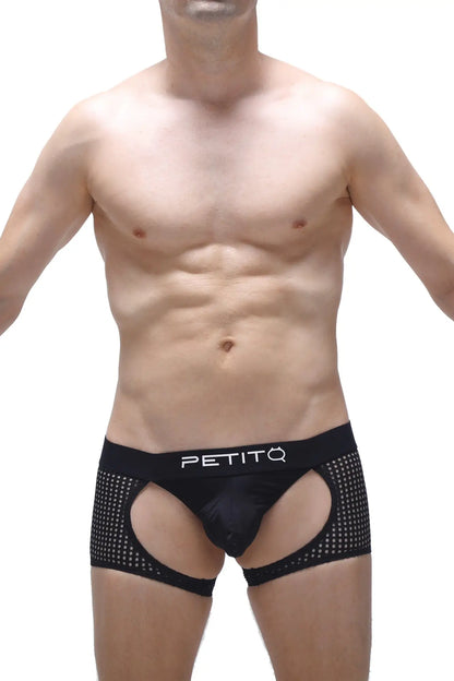 Black boxer moras durtol men’s briefs with mesh pattern and cutout design for breathable comfort
