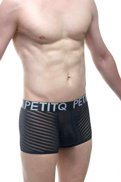 Black mesh boxer mosnay briefs with white petitq waistband breathable and lightweight underwear for daily wear