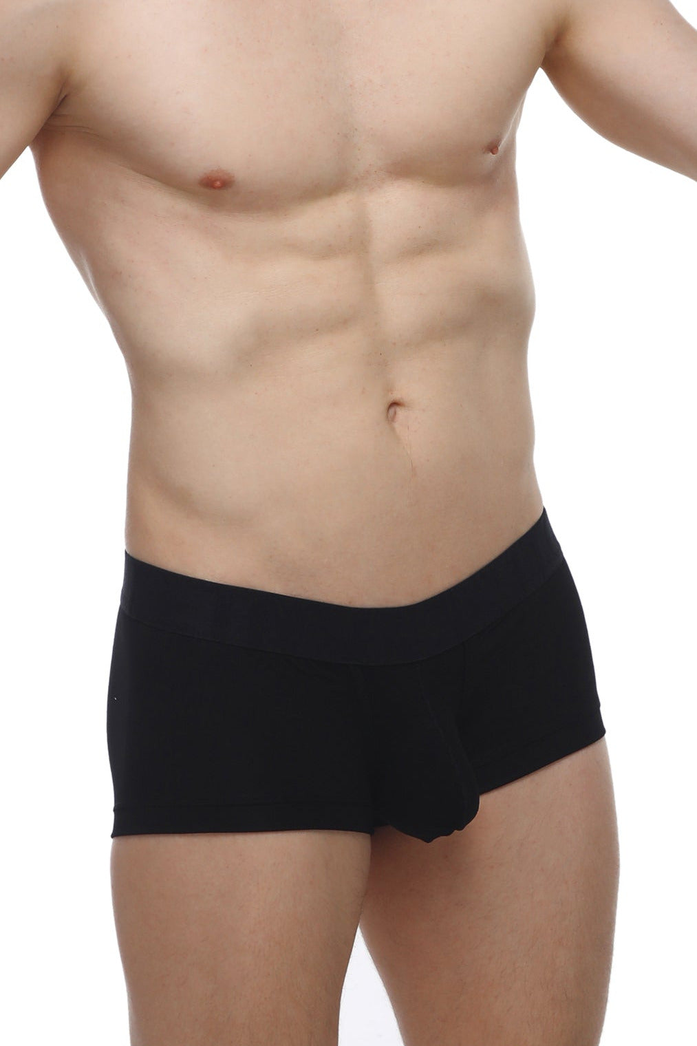 Black briefs boxer mouffy modal with a smooth form-fitting design in black modal fabric at the front view