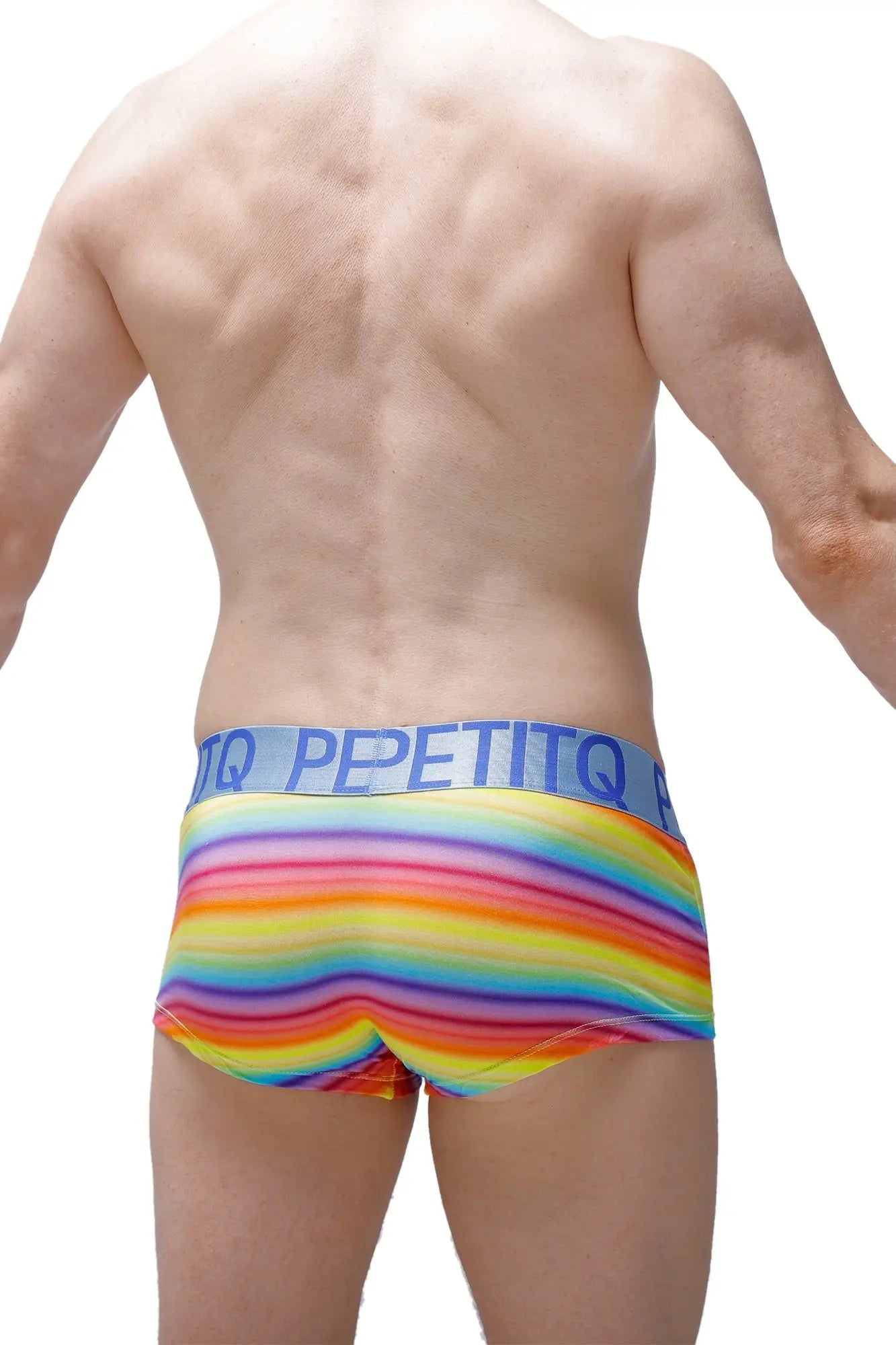 Boxer nouans andiol rainbow-striped men’s briefs with blue petitq waistband for comfortable everyday wear