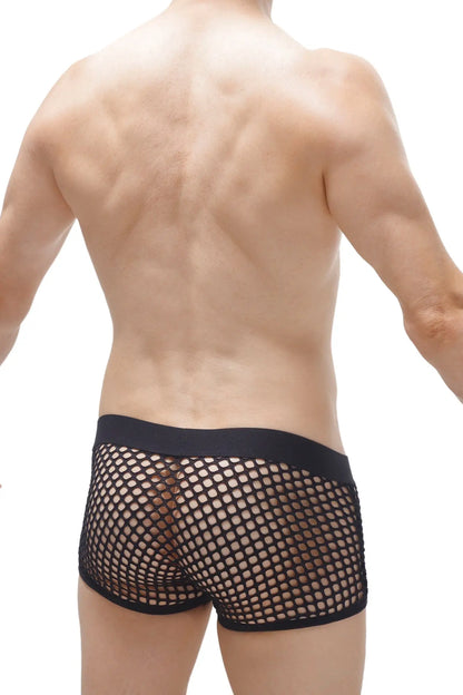 Boxer olloix black mesh briefs with solid black waistband offering breathable comfort and sleek style