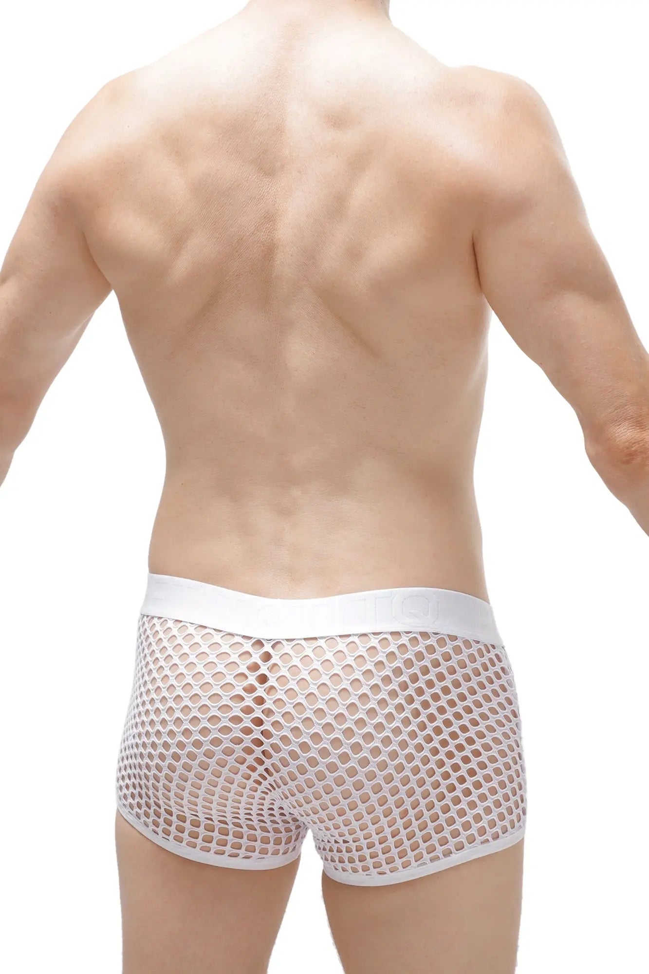 White mesh boxer briefs olloix white with solid white waistband and breathable fabric for comfortable wear