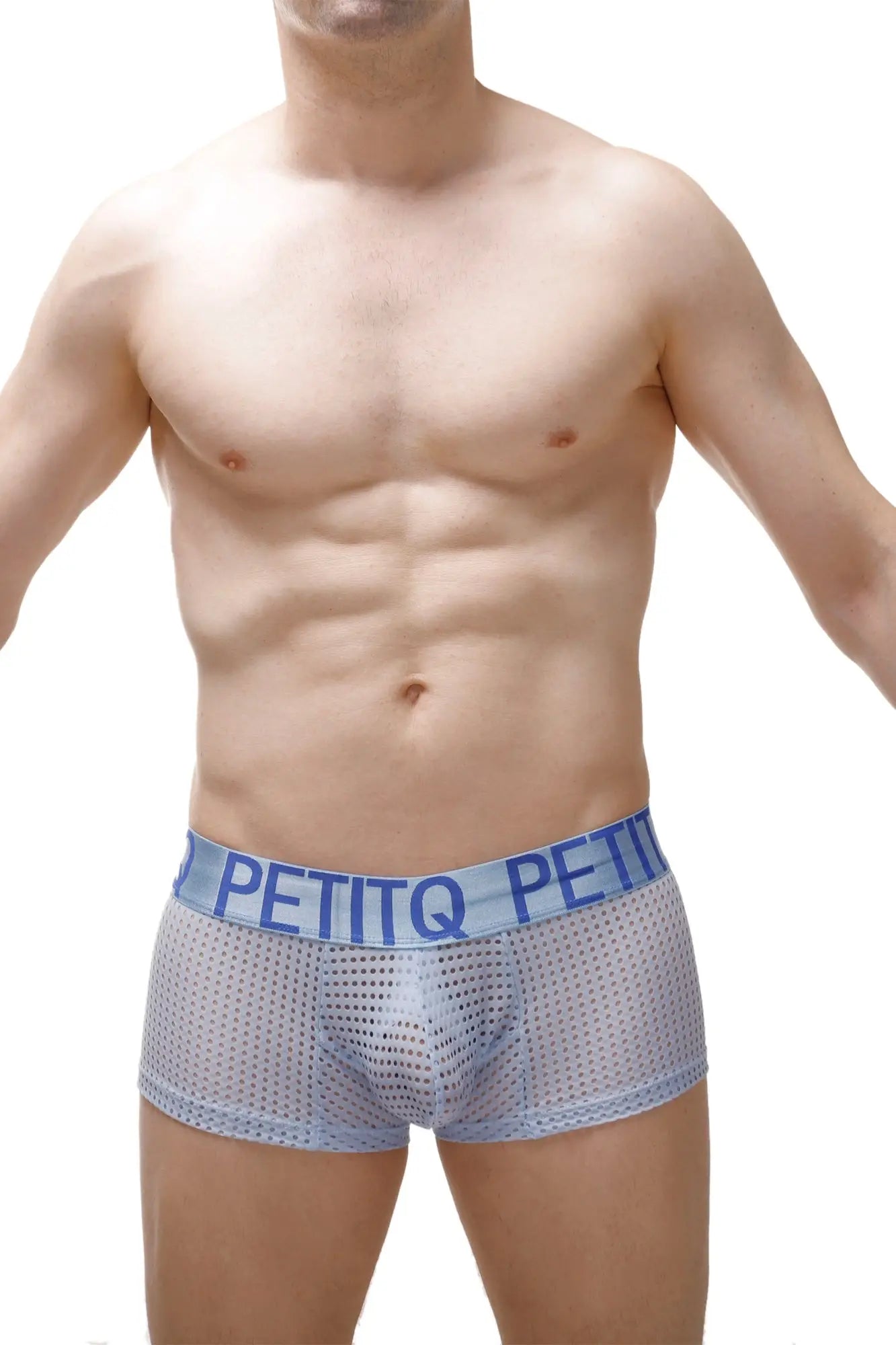 Light blue mesh men’s boxer briefs with matching elastic petitq waistband from the Boxer Protruder Durtol Sky Blue line