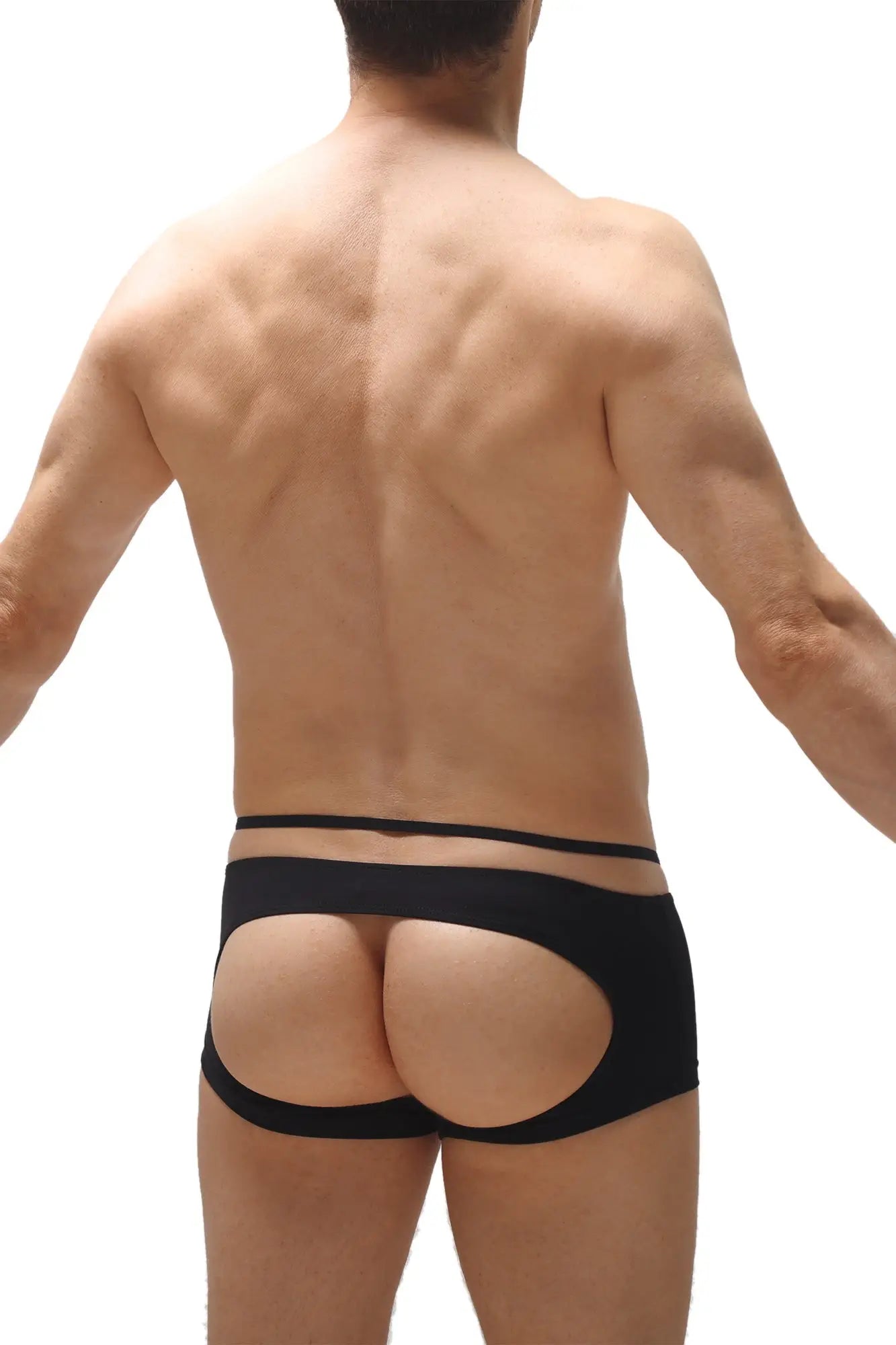 Black boxer sling melin briefs with open-back sleek form-fitting design for comfortable support and style