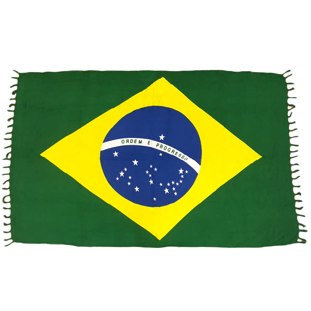 CA-RIO-CA BRASILIEN-FLAGGE CANGA - Grün, Gelb, Blau und Weiß - Brasilianisches Strandtuch (Sarong/Pareo)