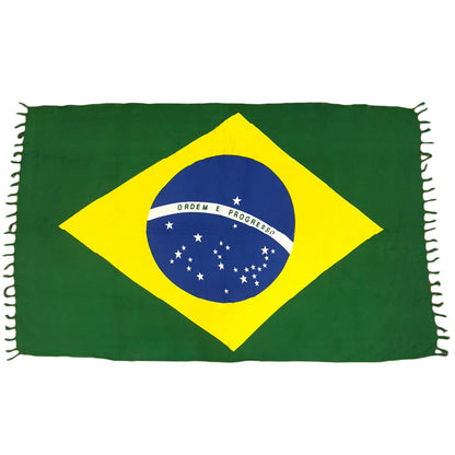 CA-RIO-CA BRASILIEN-FLAGGE CANGA - Grün, Gelb, Blau und Weiß - Brasilianisches Strandtuch (Sarong/Pareo)
