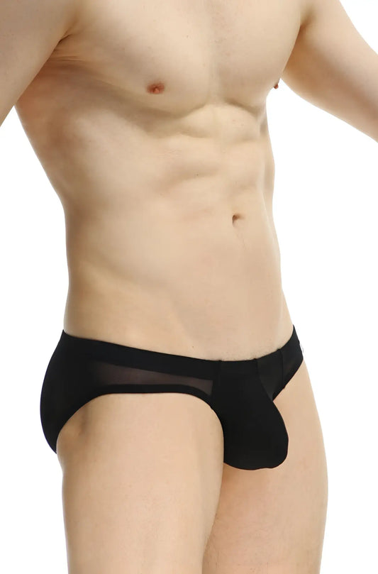 Brief aubiac black mesh briefs with a solid black front panel for comfortable everyday wear