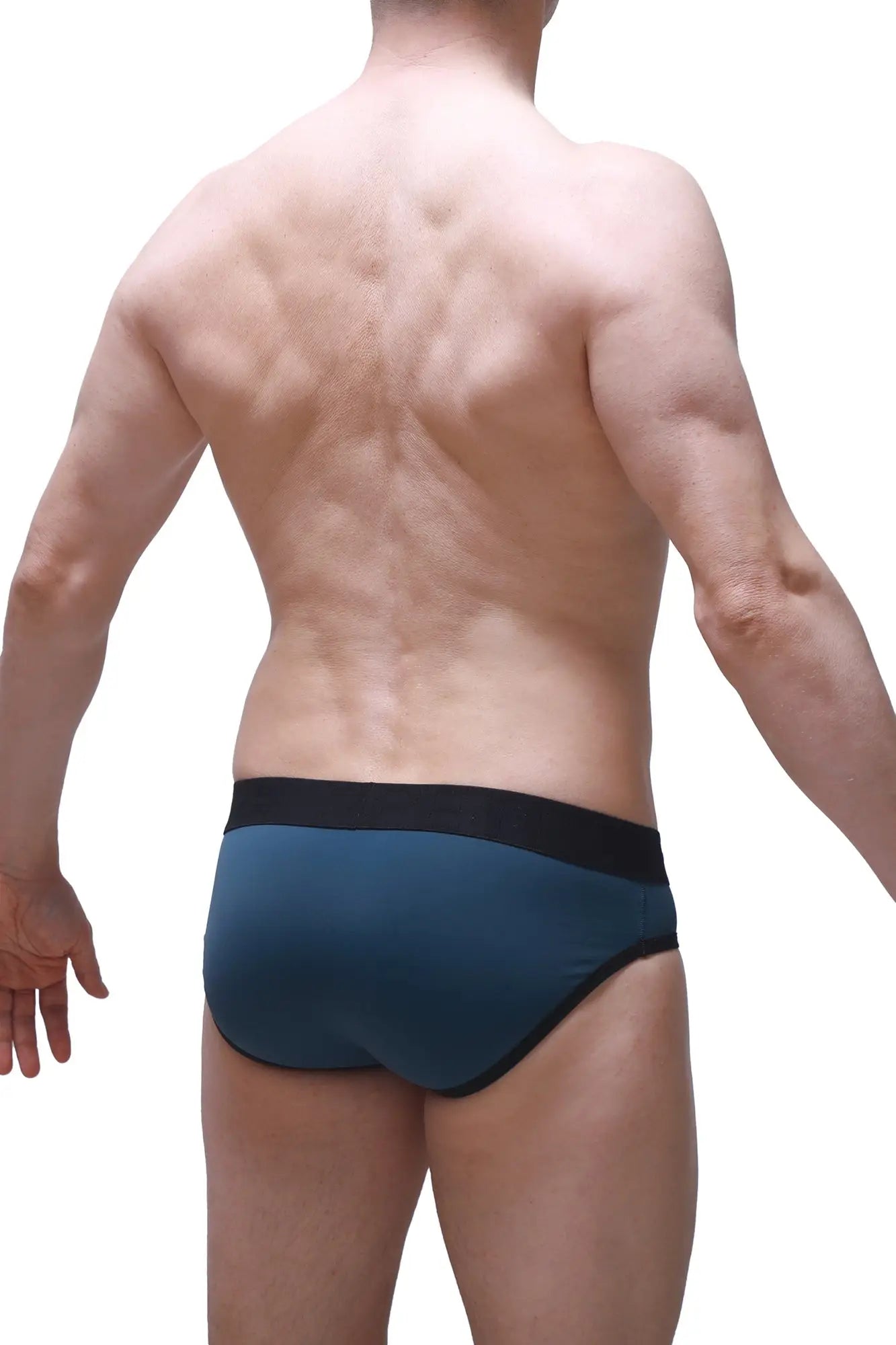 Dark teal briefs with contrasting black waistband in prussian blue color for comfortable everyday wear