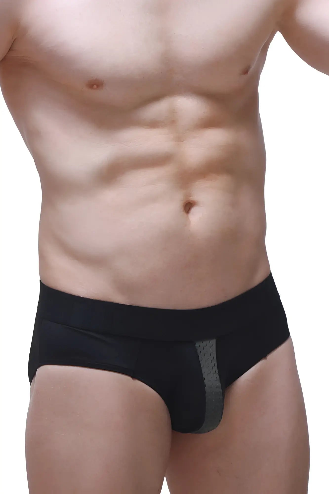 Black briefs brief barie bee green with gray mesh side panel for breathable comfort and style