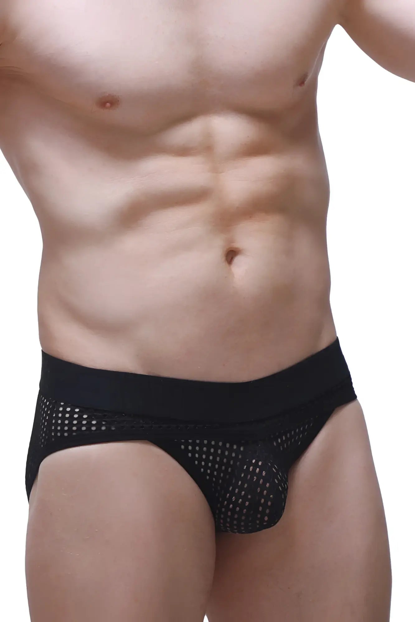 Brief bessey durtol black mesh briefs with solid waistband showing front side design