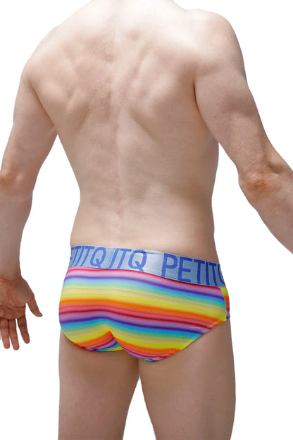 Brief biran andiol rainbow-striped men’s briefs with blue petitq elastic waistband for comfortable daily wear