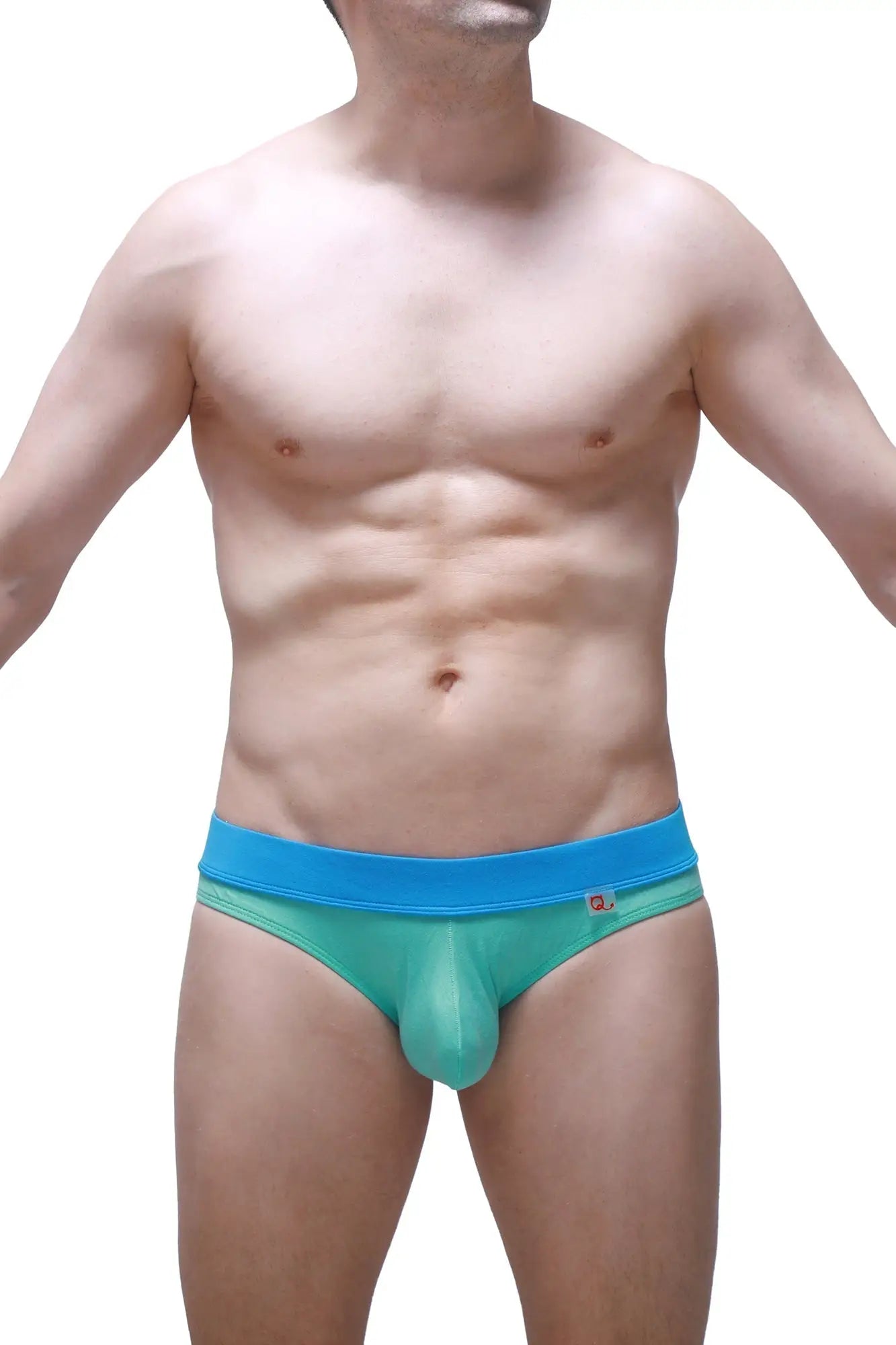 Teal and blue men’s brief blaru bamboo green athletic briefs with snug fit and elastic waistband made from bamboo fiber