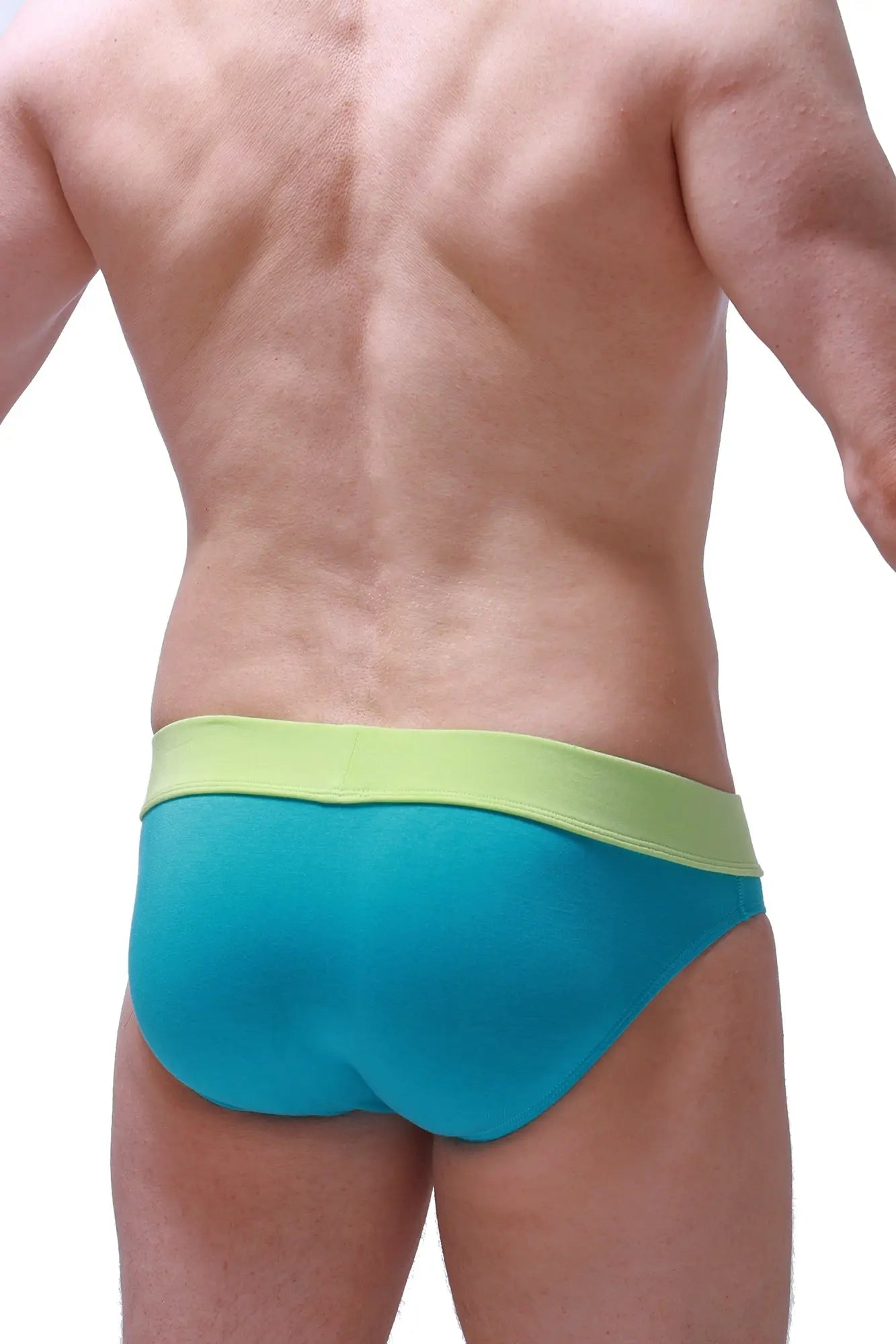 Brief blaru tropical green briefs with turquoise and lime green colors and a smooth stretchy fabric waistband
