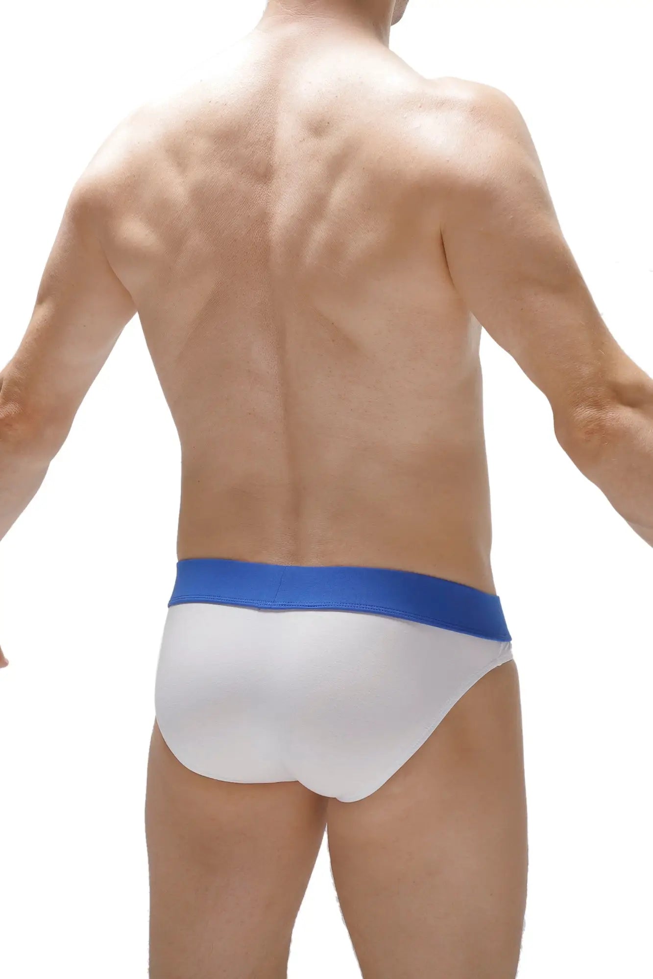 White briefs blaru with a solid blue waistband made of soft cotton for comfortable everyday wear