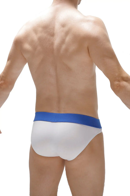 White briefs blaru with a solid blue waistband made of soft cotton for comfortable everyday wear
