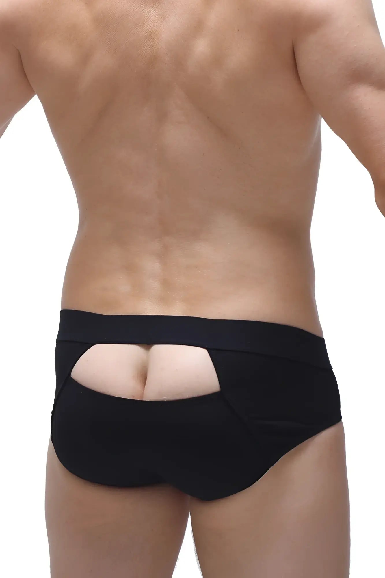 Black briefs cernin modal showing back side with cutout design in soft modal fabric for comfortable wear