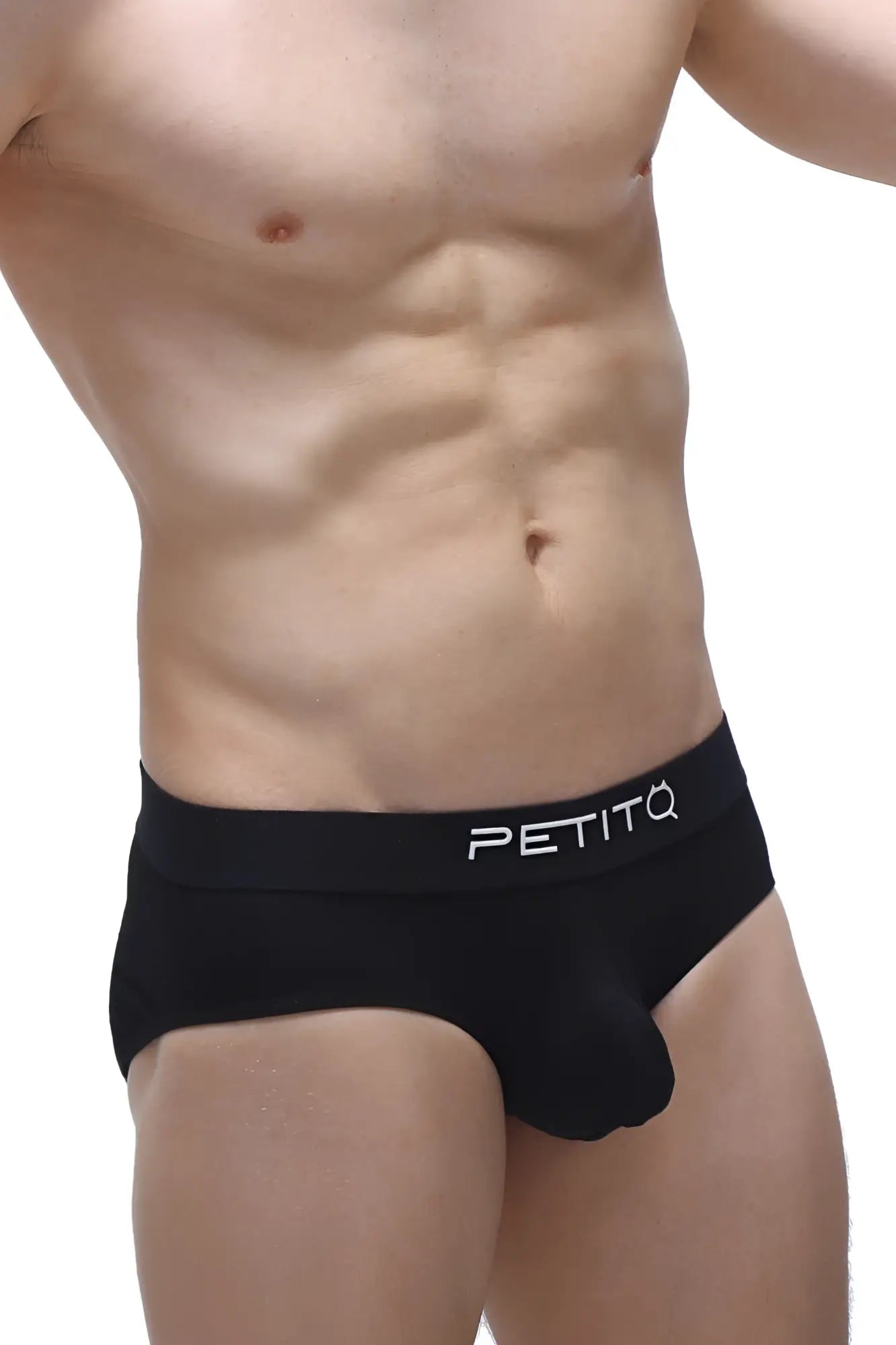 Black brief cernin modal men’s briefs with smooth form-fitting design and white logo on waistband