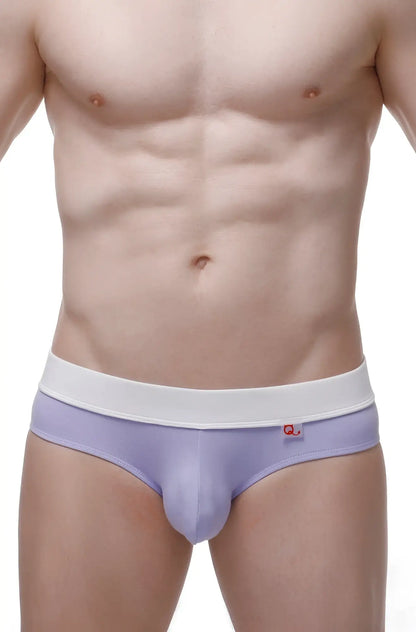 Lavender brief céron bamboo purple men’s briefs with white elastic waistband and small red logo on the side