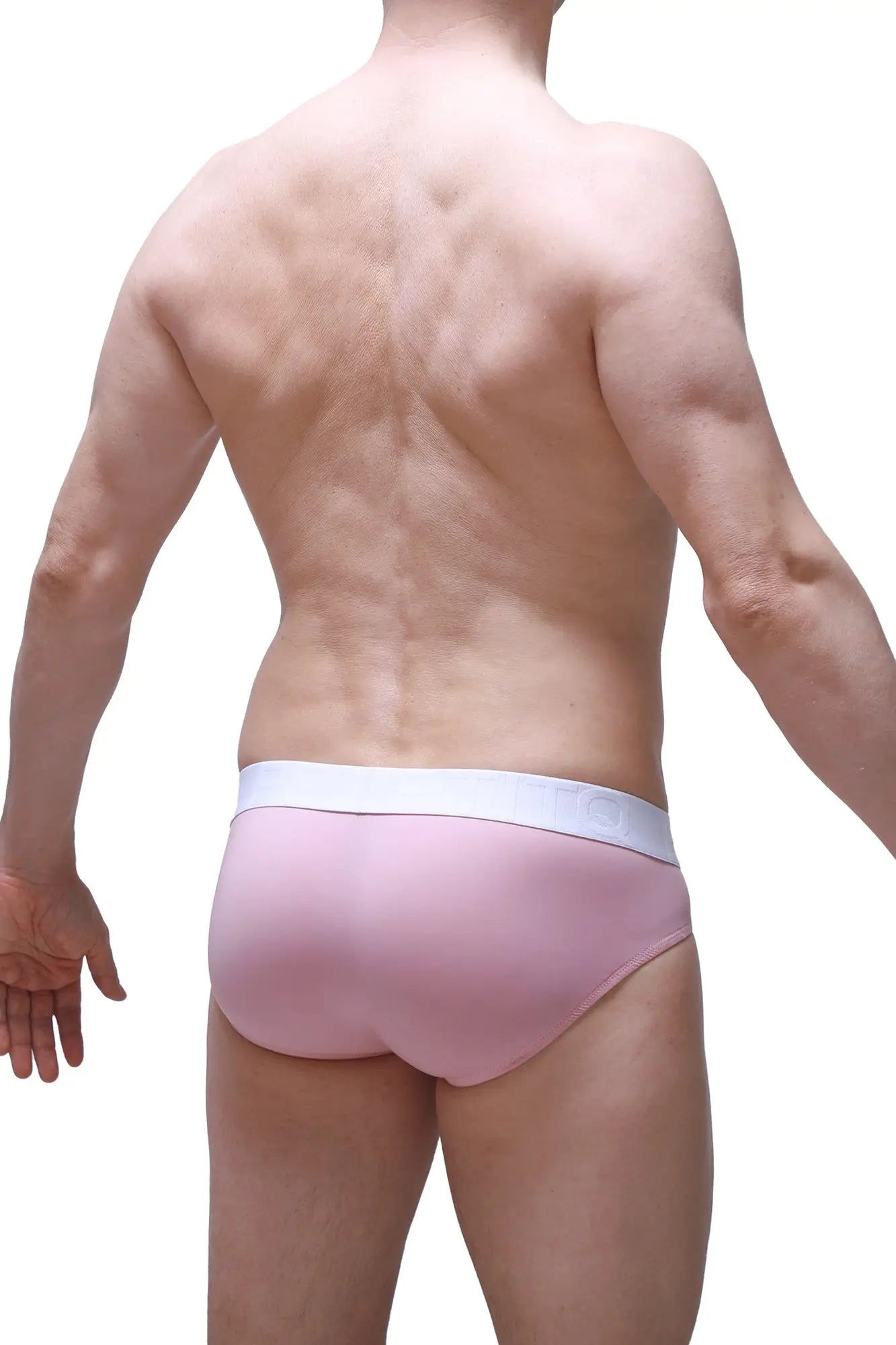 Pink briefs with white elastic waistband in dome skine tea rose fabric for comfortable everyday wear