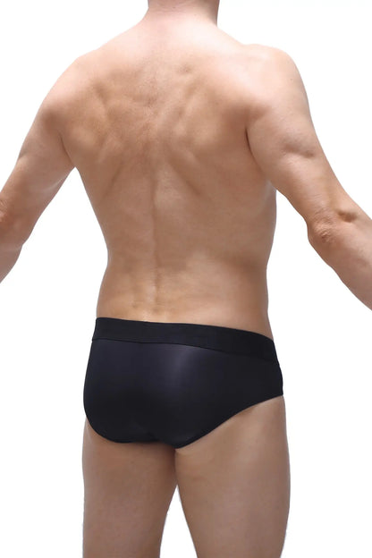 Black briefs with smooth form-fitting voile fabric designed for comfort and support in brief dome voile black collection